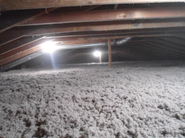 Flat attic blown cellulose